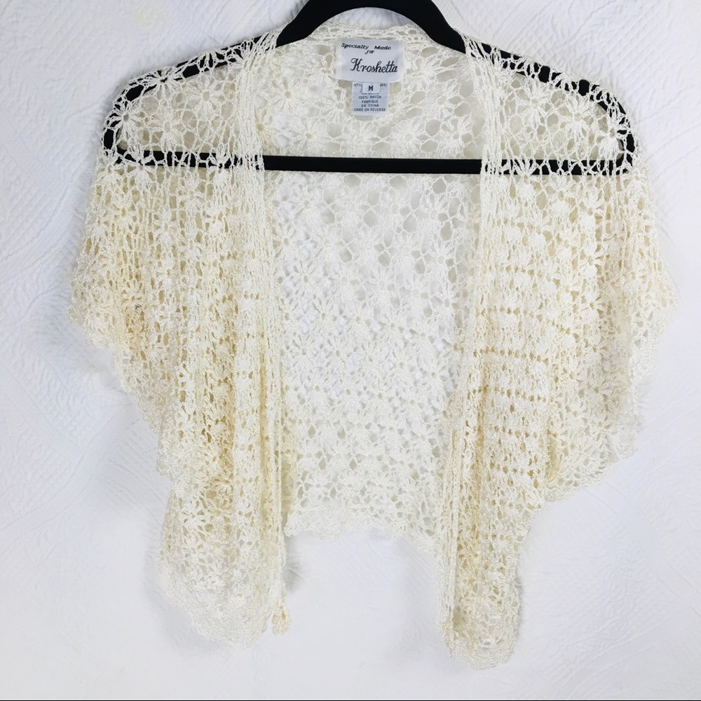 Woman’s Vintage Kroshetta Top, Medium, Ivory